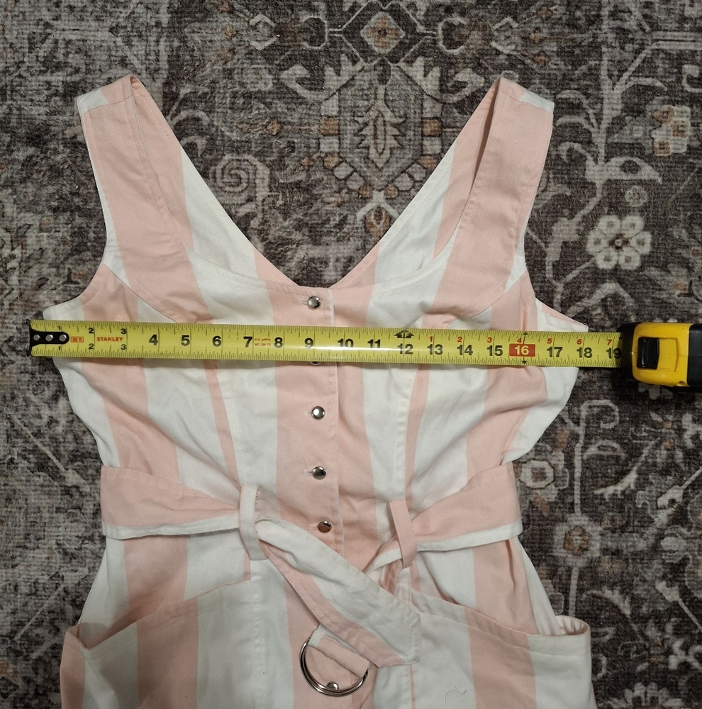 Striped Button Front Sleeveless Dress with Belt - Picture 8 of 8